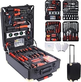 969pcs Home Repair Tool Set Kit for Men, Toolbox Storage Case with 4 Drawers, General Household Tool Kit with Rolling Tool Box, Tool Set Kit for Maintenance, Garden, Homeowner, Handyman -Black image