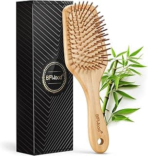 BFWood Bamboo Paddle Hairbrush with Bamboo Bristles for Massaging Scalp image