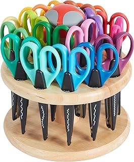 ECR4Kids Kraft Edgers with Rotating Hardwood Rack, Decorative Scissors, Assorted, 18-Piece