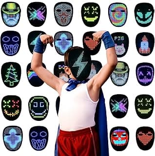 Depointer Life Led Mask with Gesture Sensing,Unisex LED Lighted Face Transforming Mask for Costume Cosplay Party Masquerade