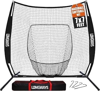 7x7ft/8x8ft Baseball Softball Net with Steel Frame for Batting, Hitting, Pitching, Portable Baseball Batting Net with Carry Bag, Great for All Levels