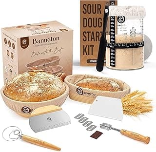 Sourdough Bread Baking Supplies and Starter Kit - Ultimate Bread Making and Sourdough Starter Kit with Proofing Baskets, Sourdough Jar, Bread Lame, Scrapers, and Danish Whisk image