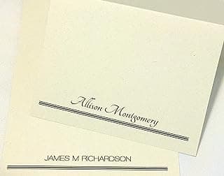 Personalized Note Cards w Matching Envelopes Printed with Full Name. Sets of 50 or 20. Folding cards, blank Inside. Beautiful quality. Optn'l Return Address Labels image