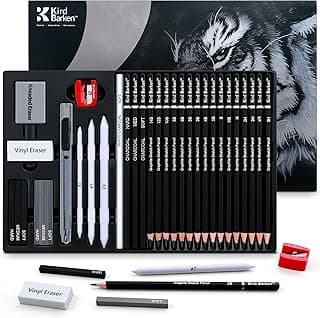 33 Piece Sketching Pencil Set - 5H to 14B Pencils, Charcoal Pencils, Charcoal Sticks,Graphite Sticks,Painting tools – drawing pencil set for Beginners, Artists, Students, Kids