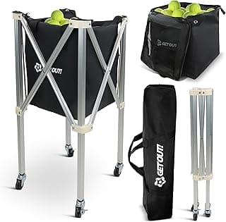 Get Out! Portable Tennis Ball Hopper Basket - Sports Balls Carrier for 150 Racquetball, Pickleball, Baseball, Badminton
