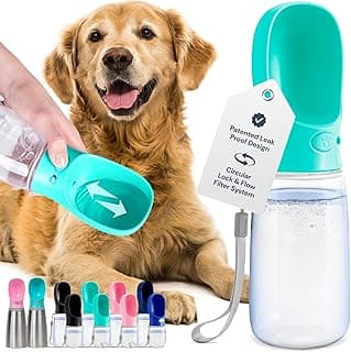 MalsiPree Lightweight Dog Travel Bottle - 19 oz, Blue Portable Dog Water Dispenser with Bowl - Food Grade Plastic - Pet Water Bottle image