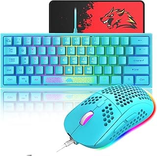 60% Gaming Keyboard and Mouse Combo Samll Mini RGB Backlight Mechanical Feeling and Honeycomb Optical Mouse, Mouse pad for Gamers and Typists image