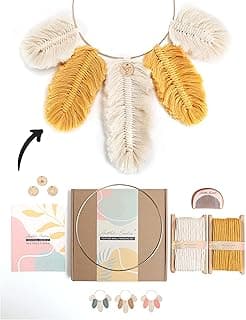 DIY Macrame Kit, Feather Dream Catcher Wall Hanging Kits for Teens & Adult Beginners, Craft Supplies for Boho Art Project-Macrame Cord, Gold Hoop, Accessories & Instructions (Sundial) image