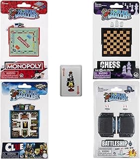 Miniature Classic Games Bundle – Monopoly – Chess – Clue – Battleship – by World’s Smallest with Bonus Miniature Playing Cards, Super Fun for Outdoors, Travel & Family Game Night image