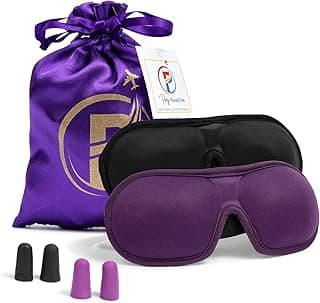 Patty’s Travel Store Premium Sleep Mask for Men and Women with Matching Earplugs (2 Sets) - Light-Blocking Eye Mask for Sleeping and Travel image