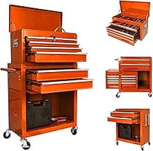 Tool Chests, 8-Drawer Rolling Tool Storage Cart with Detachable Tray, Multi-Functional Handles, Adjustable Shelves, Secure Locking System, Heavy-Duty Wheels, Ideal for Garage, Workshop image