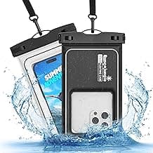 Waterproof Phone Pouch - 2 Pack IP68 Floating Waterproof Phone Case, Dry Bag Beach Cruise Essentials with Adjustable Lanyard for iPhone 16 Pro Max / 15 Pro / Galaxy S24 S23 (Black and White) image