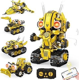 5-in-1 STEM Robot Building Kit for Kids Ages 8-16, Remote & App Controlled, Rechargeable Engineering Learning DIY Coding Toy, Educational Building Blocks Gift for Girls & Boys (673 PCS)