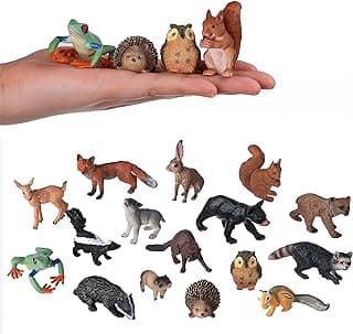 JOKFEICE Small Animal Figures for Kids, 16PCS Realistic Forest Animals Baby Figurines, Woodland Creatures Figurines, Educational Toys for Science Project Cake Party Decor image