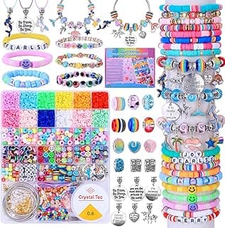 AIPRIDY 3600 Pcs Girls Toys Bracelet Making Kit, Unicorn/Mermaid Jewelry Activity, Flat College Style Beading for Friendship Jewelry Making, DIY Crafts for 4-12 Girls Birthday Christmas Gifts(Pink) image