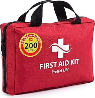 Protect Life Survival First Aid Kit for Home/Business, Camping Survival Kits | Mini Travel First Aid Kit | Camping Equipment | Small Kits for Car | Outdoor Emergency Survivals Pack - 200pcs