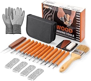 23PCS Wood Carving Tools Kit for Beginners Hand Carving Knife Set Craft Engraving Supplies Include All-Purpose Cutting Knife and Detail Knife with Cut Resistant Gloves image