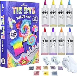 Tie Dye Kit, 8 Colours Non Toxic Permanent Fabric Dye Art Set for Kids Women for Homemade Party Creative Group Activities DIY Gift image