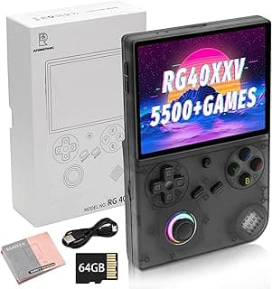 RG40XXV Retro Handheld Game Console - 4.0" IPS Screen, 64G 5500+ Games, 5G WiFi, Bluetooth 4.2, HDMI Output - Portable Arcade Gaming for Kids & Adults (Black Transparent) image