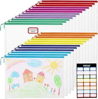 24pcs Mesh Zipper Pouch File Bags Puzzle Storage Bags, A4 13x9 Inches Large Reusable Zipper Pouches for Organizing Classroom Board Game Organization image