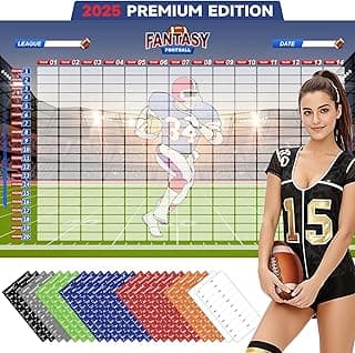 Fantasy Football Draft Board for The 2025-2026 Season Kit, 5 Feet x 3.3 Feet Board - 14 Teams & 500+ Player Stickers – Premium Color Edition