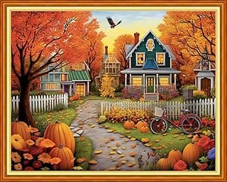 Redxing Stamped Cross Stitch Kits Embroidery kit for Beginners Adults Full Range of Embroidery Patterns Starter Kits DIY Printed Cross Stitch Kits Needlepoint Kits 11CT-Beautiful Home 16x20 inch image