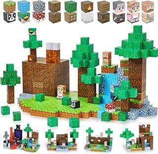 123PCS Magnetic Blocks - Forest Castle Theme Magnetic Blocks Building Toys, Toddler Magnet Toys STEM Building Game Sensory Gift for Kids Ages 3 4 5 6 7 8 9+ Boys Girls Birthday Gifts image