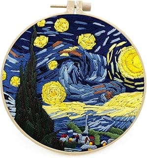 Maydear Stamped Embroidery Kit for Beginners with Pattern, Cross Stitch kit, Embroidery Starter Kit Including Embroidery Hoop, Color Threads and Embroidery Scissors (Starry Night) image