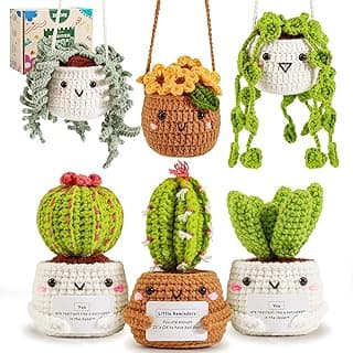 Imcrasy Crochet Kit | Crochet Kit for Beginners | Beginner Crochet Kit with Step by Step Video Lessons | 6 PC Potted Plants and Succulent Family Crochet Kit with Crochet Accessories(40%+ Yarn) image
