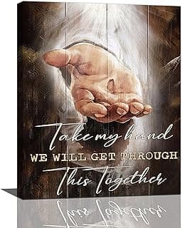 Christian Jesus Wall Art God Bible Verse Catholic Pictures Wall Decor Scripture Canvas Painting Print Artwork Modern Home Decor Framed for Living room Bedroom Bathroom 20"×16" image
