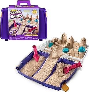 Folding Sand Box with 2lbs Play Sand, 7 Molds & Tools, Sensory Toys for Kids Ages 3 and up image