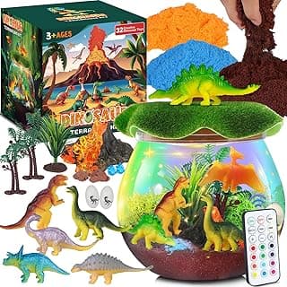 Dinosaur Toys for Boys - Dinosaur Terrarium Kit for Kids - Christmas Birthday Gifts for Boys Ages 4 5 6 7 8 Year Old - Light Up DIY Dinosaur Arts and Crafts for Boys and Kids image