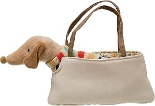 Cotton Removable Brown Dachshund in Dog Carrier Doll