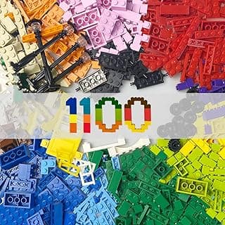 Building Blocks, 1100 Pieces, Compatible with All Major Brands, Classic Bulk Blocks, Includes Wheels, Door, Window, Street Lights, Ages 3+ image