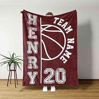 Personalized Name Basketball Senior Gift, Custom Basketball Blanket, Gift for Team, Player Birthday Gift, Basketball Throw Blanket, Cozy Warm Fleece Sherpa Blanket, Girls Boys Sport image