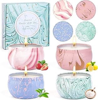 Candle Gifts,Scented Candles Christmas Gift Set for Women, 4 Pack Aromatherapy Candles for Home Scented, Natural Soy Wax Candles Gift Set for Birthday, Mother's Day, Christmas, Valentine's Day image