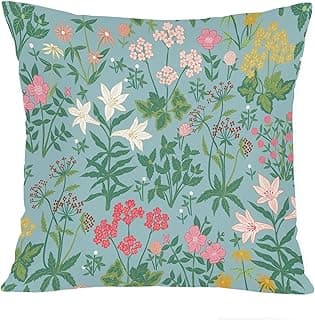 Ethan Taylor Floral Throw Pillow Soft Cushion Cover 'William Morris Damask Style Pattern I Flowers' Classic & Traditional Pattern Decorative Square Accent Pillow Case, 20x20 Inches, Pink, Green image