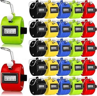 Kingdder 25 Pcs Hand Held Tally Counter 4 Digit Mechanical Palm Click Counter Handheld Tally Number Counter Clicker Pitch Counter for Counting Numbers Golf Sports Events Office Stadium image