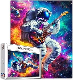 1000 Piece Astronaut Playing Guitar Jigsaw Puzzles for Adults Space Graffiti Puzzles Rock Puzzle 27×20 Inches Colorful DIY Puzzles for Home Decoration Gifts Family Puzzle Perfect for Game Nights