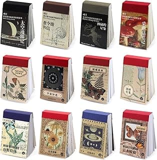600 Pieces Washi Sticker Set, 12 Set Scrapbooking Diary Planner Album Diary Notebook, Scrapbooking Sticker Journaling Supplies for DIY Arts and Crafts Card Making Laptop Decoration