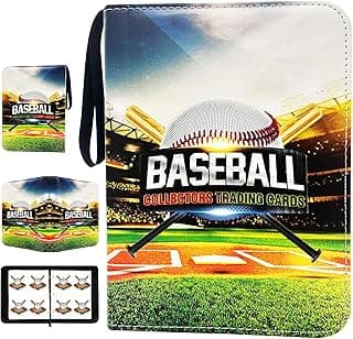 400 Pockets Baseball Cards Binder,Trading Cards Holder Card Collectors Album,Trading Card Binder 4 Pocket with 50 Removable Sleeves for Baseball Card and Sports Card image
