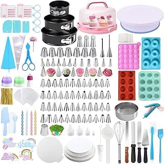 Cake Decorating Kit, Cake Making Baking Kit for Adults Beginners Professionals, Frosting Piping Set, 3 Springform Pan, 4 Cake Molds, Cake Muffin Carrier (All Useful Items) image