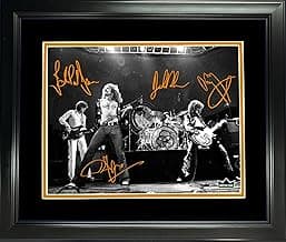 Framed Led Zeppelin Rock Band Facsimile Laser Engraved Signatures Auto 11"x14" Music Photo HOFSM Holo image
