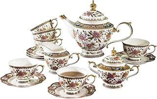 ACMLIFE Fine Bone China Tea Set, British Vintage Tea Set for Adults, Afternoon Tea Sets for Women Tea Party or Gift Giving image