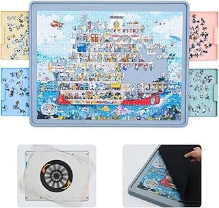 WELGEE Rotating Puzzle Board for 1500 Pieces with Drawers and Cover | Upgraded Lazy Susan Spinning Jigsaw Puzzle Organizer Table (35"x27") | Durable ABS Plastic, Ideal Gift for Mum image