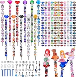 AIPRIDY 238 Pcs DIY Fairy Wand Garden Stakes Kit,Multiple Color Scheme European Beads Crystal Diamond Tops and 12 or 10 Inch Threaded Rods,Stainless Steel Stakes with Diamond Toppe (Hybrid) image