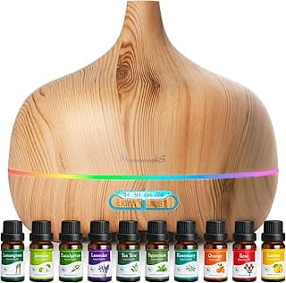 Essential Oil Diffuser Aromatherapy Diffusers: 550ml Ultrasonic Cool Mist Large Aroma Scent Essential Oils Diffuser Waterless Shut Off for Bedroom Home Office Living Room Wood Grain image