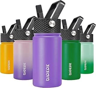 BJPKPK Water Bottle with Straw Lid, 15 oz Insulated Water Bottle, Stainless Steel Metal Water Bottles, Reusable Leak Proof BPA Free Thermos, Flask, Cups, Macaron-Modena