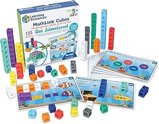 MathLink Cubes Kindergarten Math Activity Set Sea Adventures!, Math Teaching Toys, PreKManipulatives, Children’s Math Games, 115 Pieces, Age 5+ image