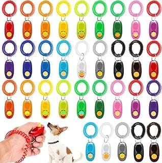 Hiboom 34 Pcs Pet Dog Training Clicker Set with Wrist Strap Colorful Cat Clicker Training Kit for Pet Behavioral Practice Accessories for Dog Cat Horse Bird Dolphin (17 Colors)